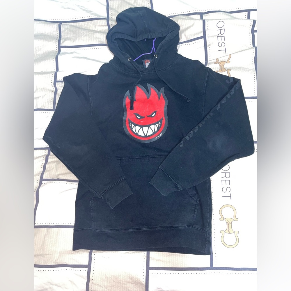 SPITFIRE WHEELS Red BIGHEAD FILL Men’s Size Medium Black Pullover Hoodie